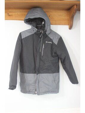 Columbia Hooded Black & Gray Winter Jacket Zippered Pockets Boys 10/12 Medium